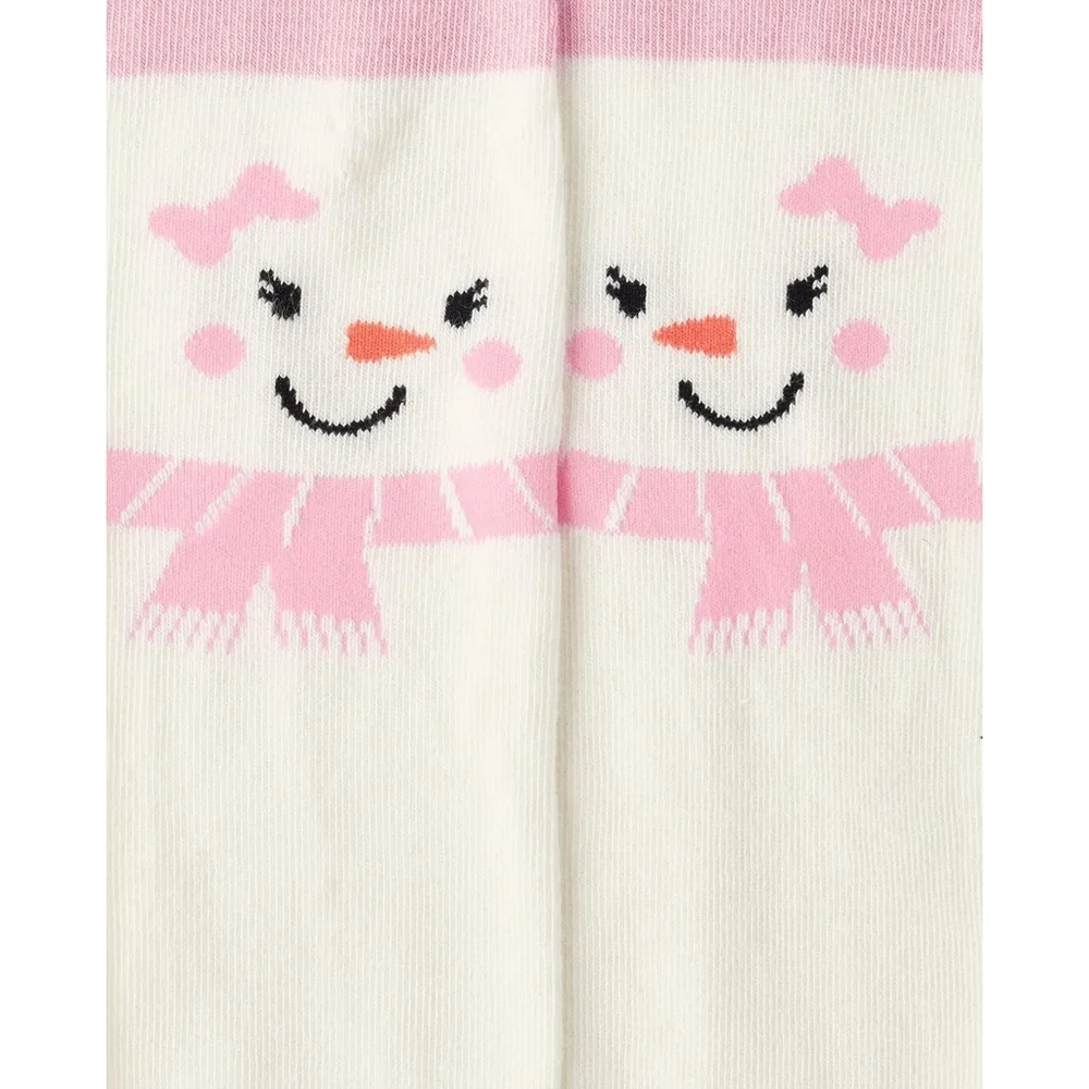 Girls Gymboree Pink & White Snowman & Fairisle Tights Set of 2 Size 10-12 NEW